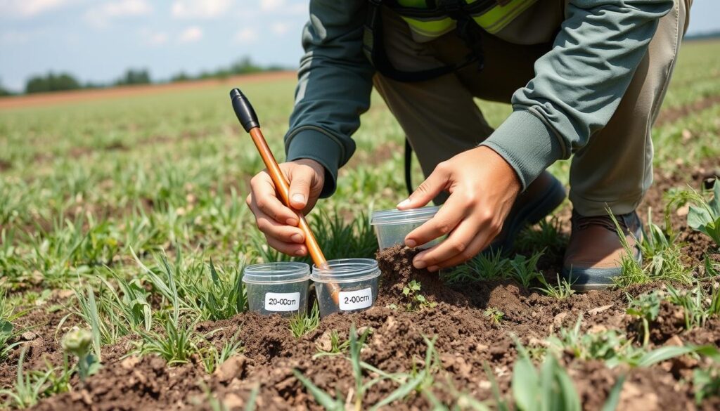 Coleta de amostras de solo em diferentes profundidades para análise completa Coleta de amostras de solo em diferentes profundidades para análise completa