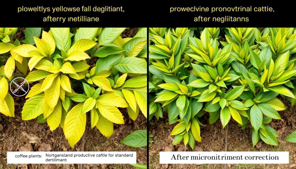Comparação entre áreas de café com e sem correção de micronutrientes Comparação entre áreas de café com e sem correção de micronutrientes