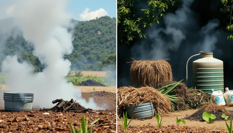 Comparação entre queima de resíduos rurais e aproveitamento sustentável