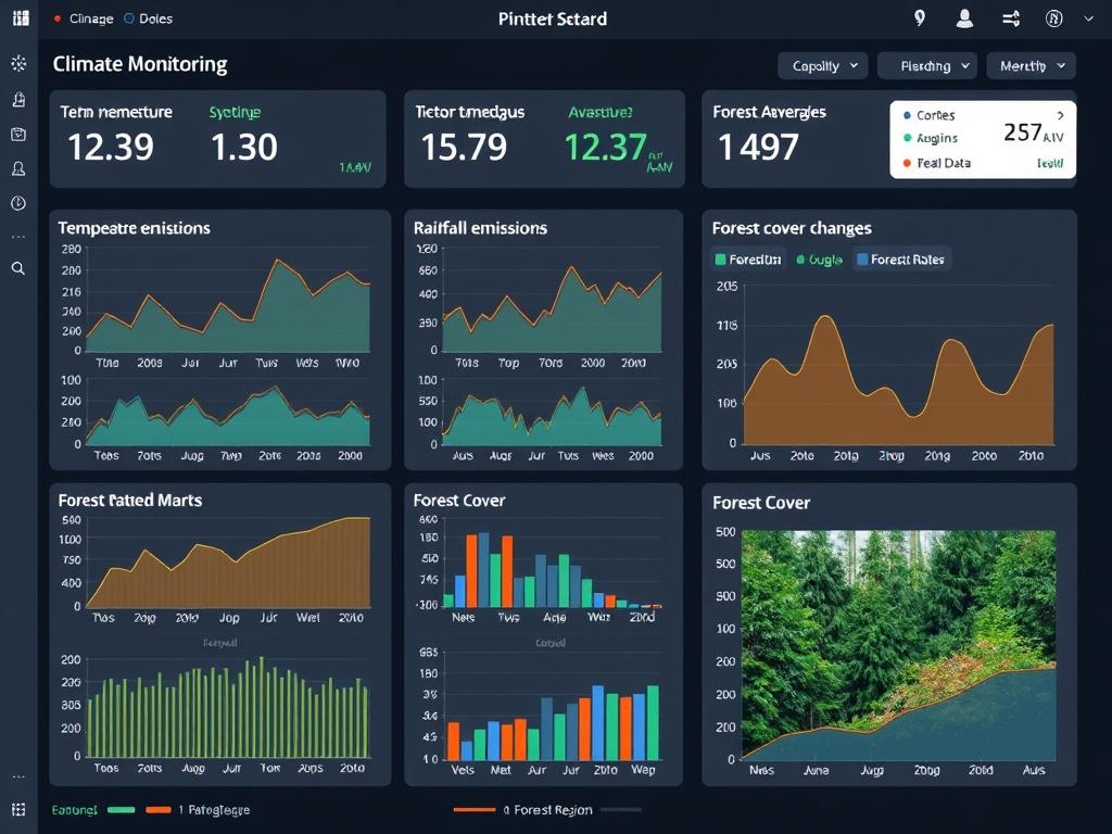 Dashboard de monitoramento climático mostrando dados em tempo real de diferentes regiões Dashboard de monitoramento climático mostrando dados em tempo real de diferentes regiões