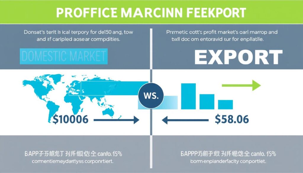 Gráfico comparativo de margens ao vender commodities no mercado interno versus exportação
