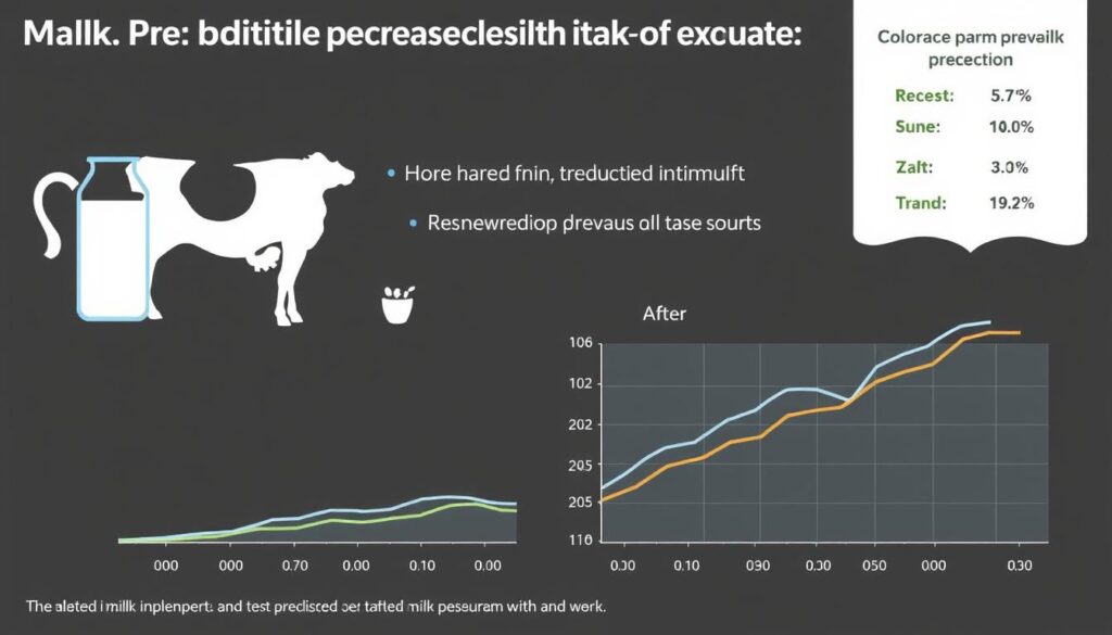 Gráfico mostrando aumento de produção de leite após implementação de ração própria