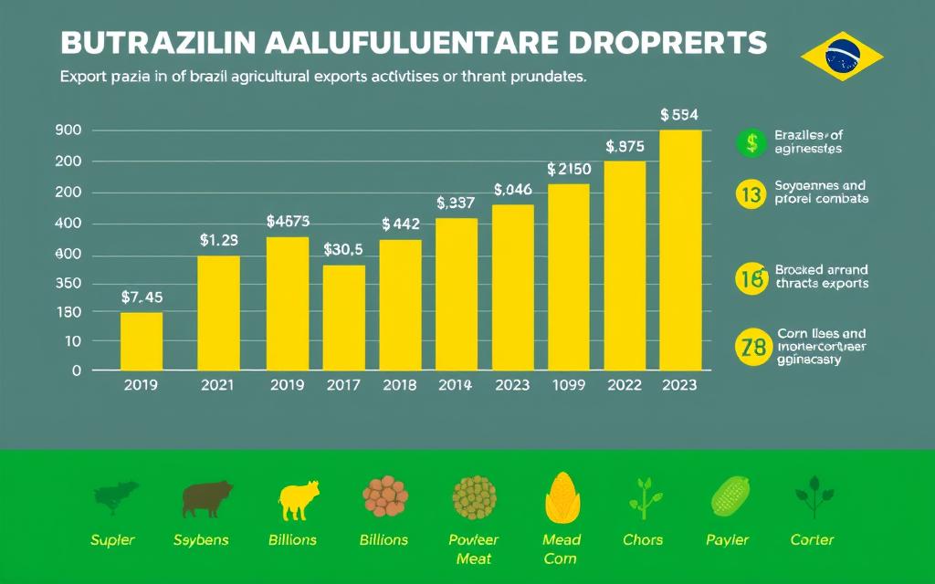 Gráfico mostrando crescimento das exportações do agronegócio durante o governo Bolsonaro Gráfico mostrando crescimento das exportações do agronegócio durante o governo Bolsonaro
