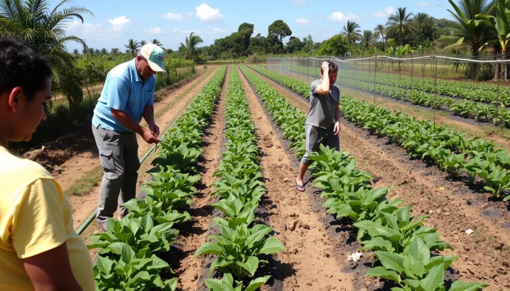 Métodos de irrigação eficiente sem custo adicional sendo aplicados em pequena propriedade Métodos de irrigação eficiente sem custo adicional sendo aplicados em pequena propriedade