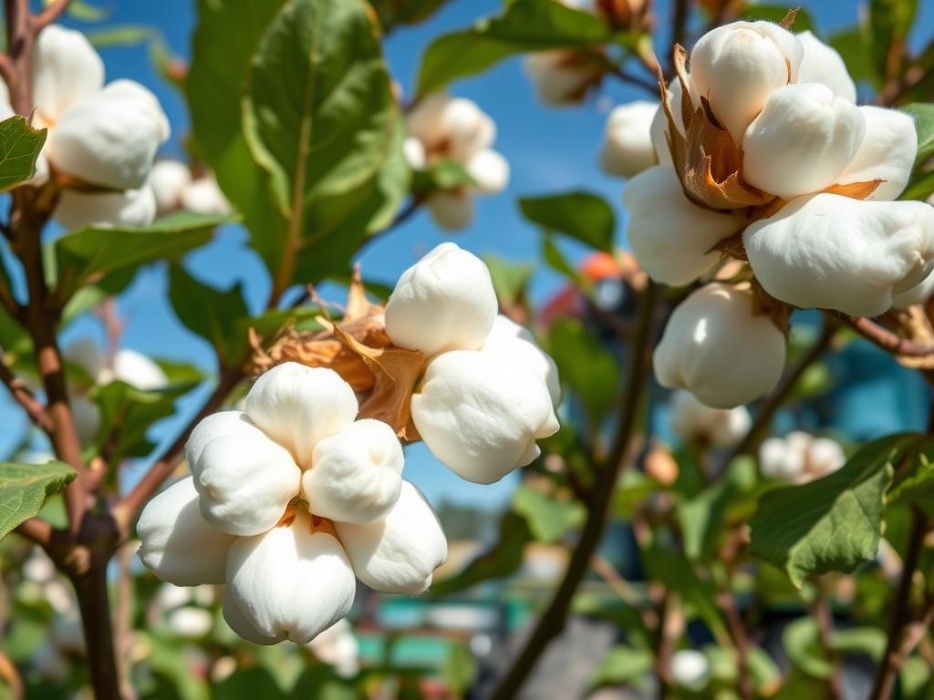 Plantação de algodão brasileira pronta para colheita, com destaque para a qualidade da fibra que compete com sintéticos derivados do petróleo