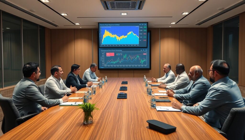 Reunião de produtores rurais brasileiros discutindo estratégias de exportação durante o conflito no Golfo Pérsico