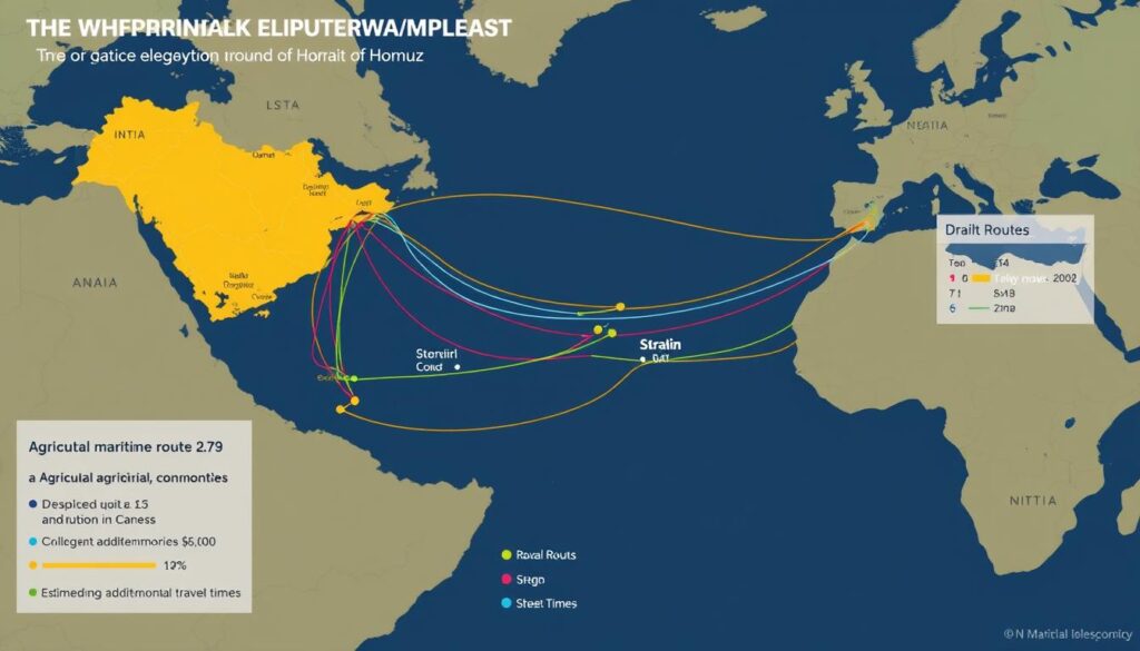 Rotas marítimas alternativas ao Estreito de Ormuz sendo utilizadas para transporte de commodities agrícolas