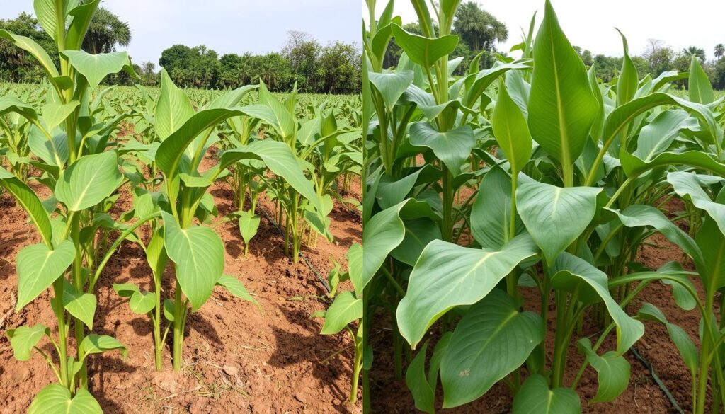 Comparação entre culturas tradicionais e adaptadas à seca em condições de déficit hídrico