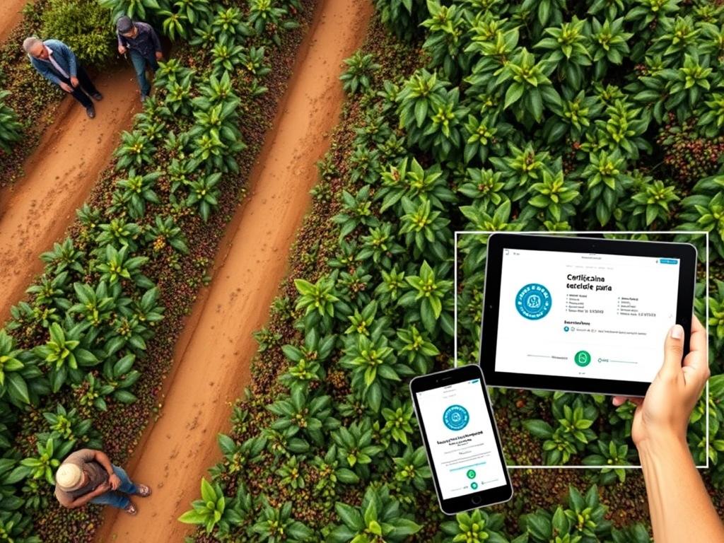 Cooperativa de café orgânico em Minas Gerais utilizando certificação blockchain