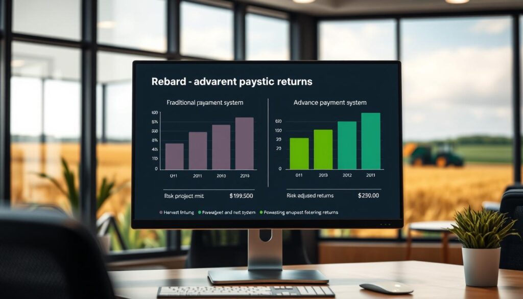 Gráfico financeiro de sistema de pagamento por safra antecipada
