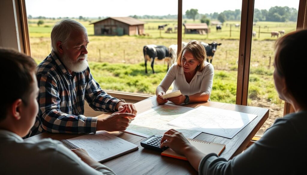 Produtor realizando planejamento para implementação de métodos sustentáveis em propriedade leiteira no Sul