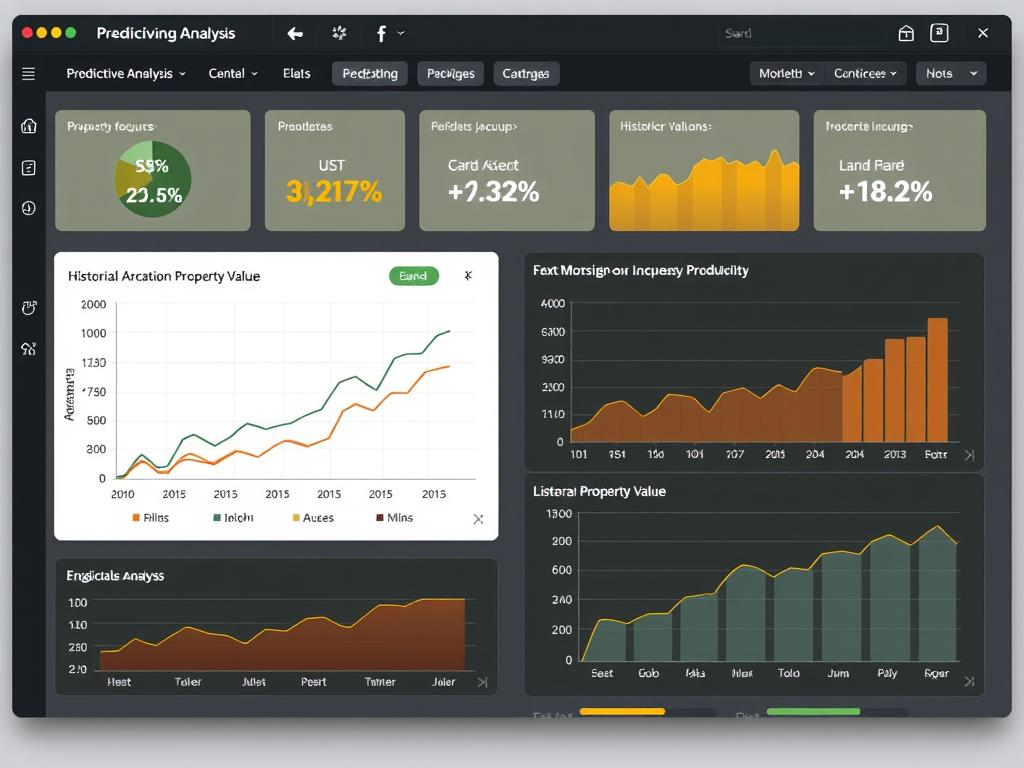 Análise preditiva mostrando valorização de terras baseada em dados históricos de produtividade