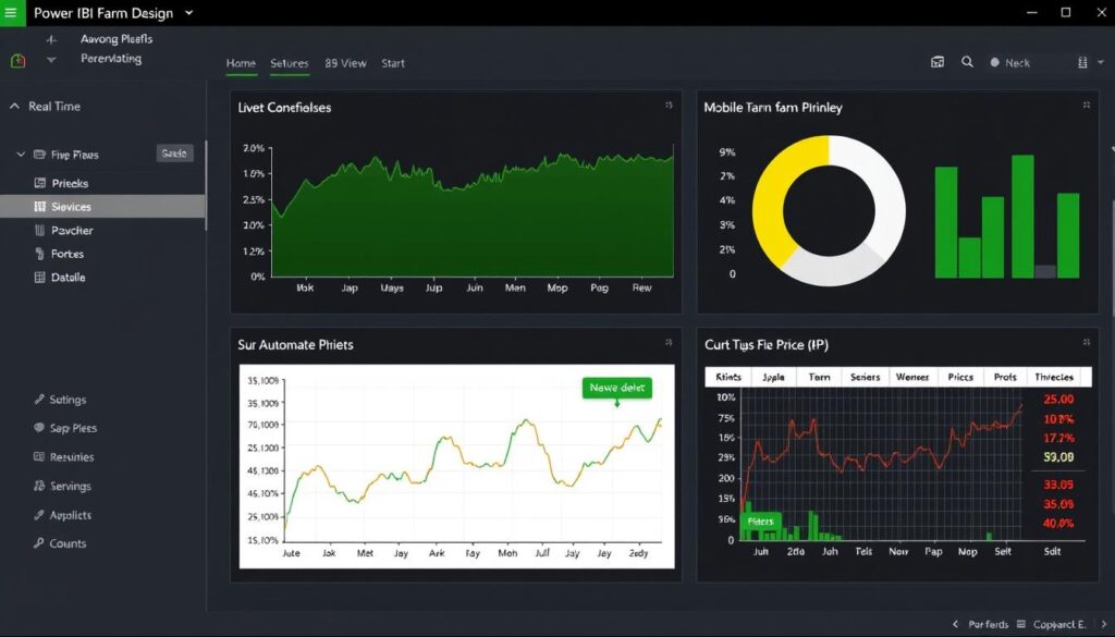 Dashboard de Power BI mostrando integração com APIs de preços de commodities agrícolas em tempo real