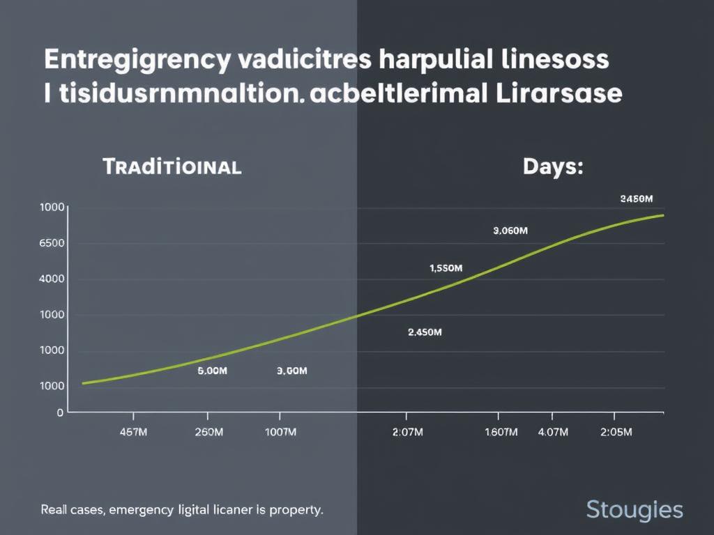 Gráfico comparativo de tempo de obtenção de licenças tradicionais vs. emergenciais