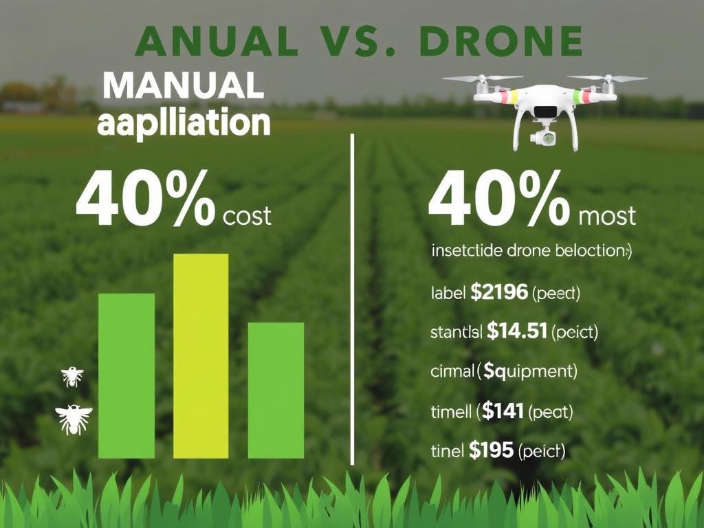 Gráfico comparativo mostrando economia de 40% na aplicação de inseticida por drone