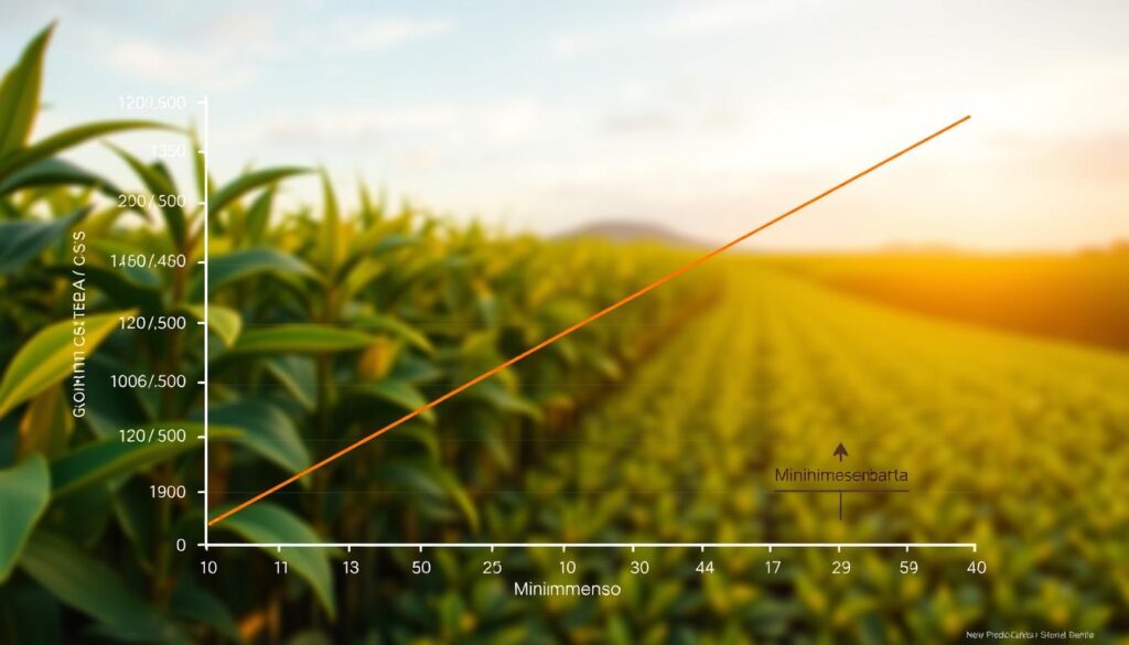 Gráfico mostrando relação entre custos e preço mínimo rentável produto rural