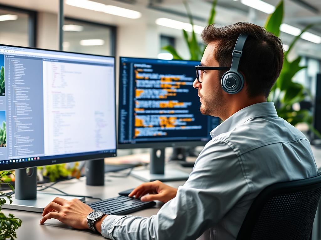 Desenvolvedor trabalhando em smart contracts para tokenização de ativo agrícola