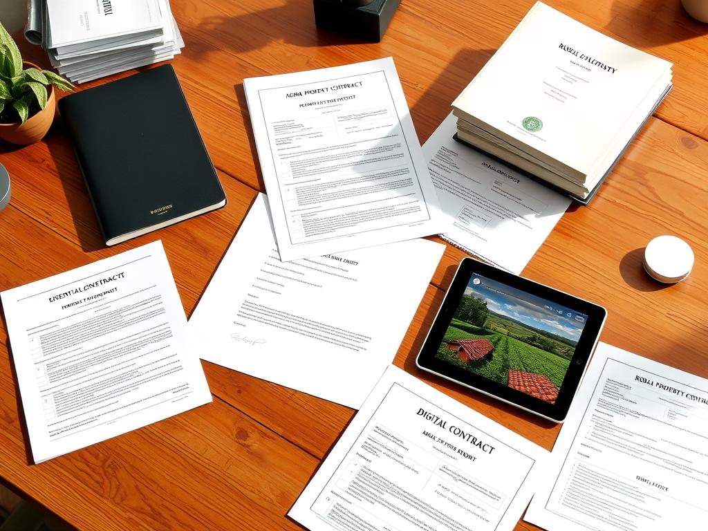 Documentos necessários para tokenização de ativo agrícola organizados em uma mesa