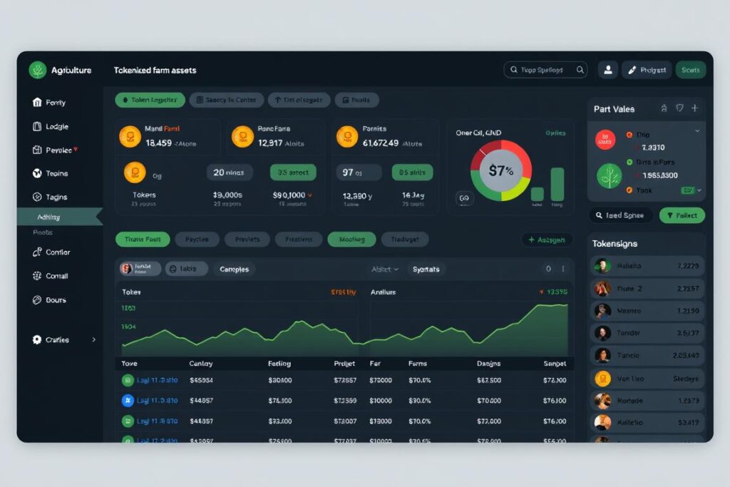 Exemplo de interface de plataforma de tokenização de ativo agrícola
