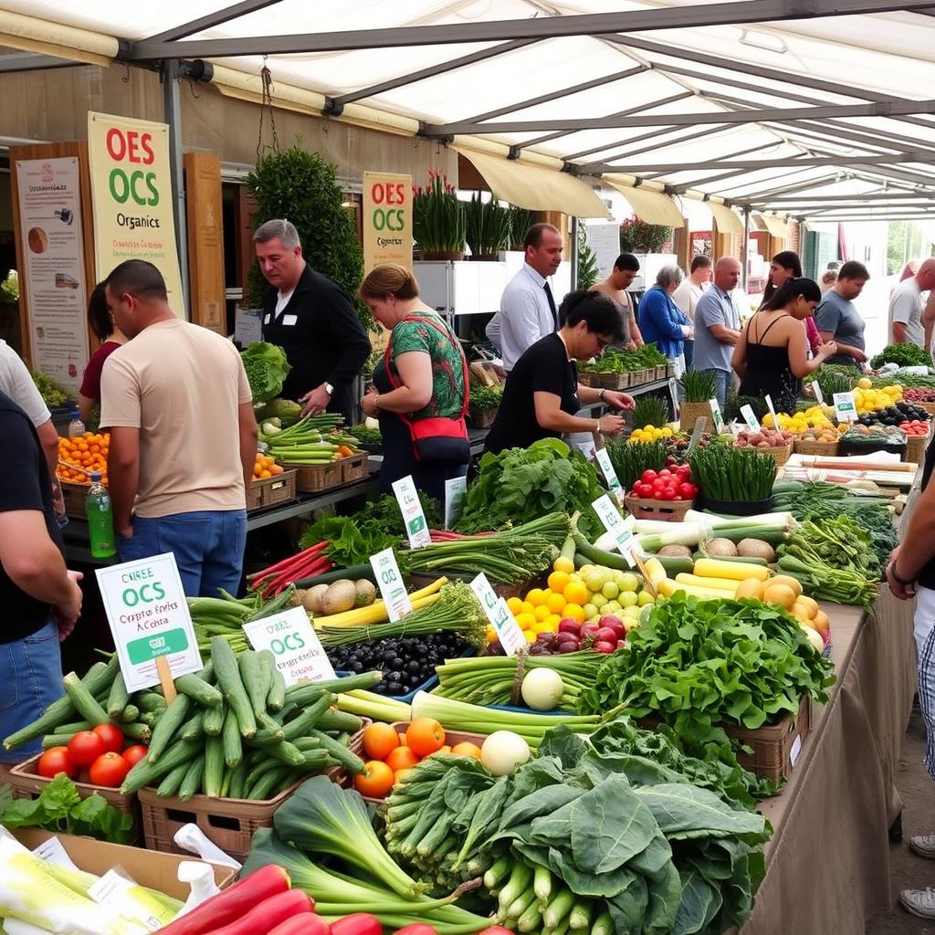 Feira de produtores orgânicos com venda direta e certificação de produção orgânica local