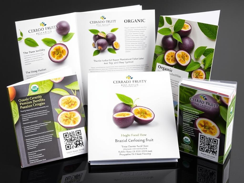 Material promocional destacando as propriedades únicas do maracujá do cerrado para mercados premium