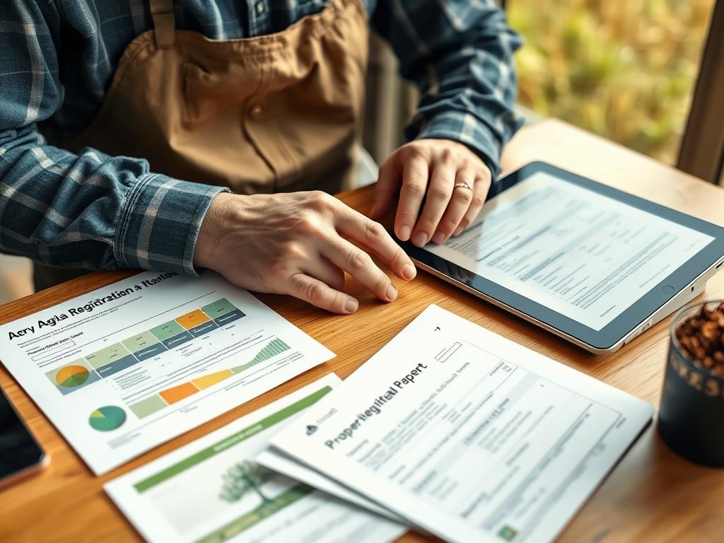 Produtor rural organizando documentação necessária para tokenização de safra