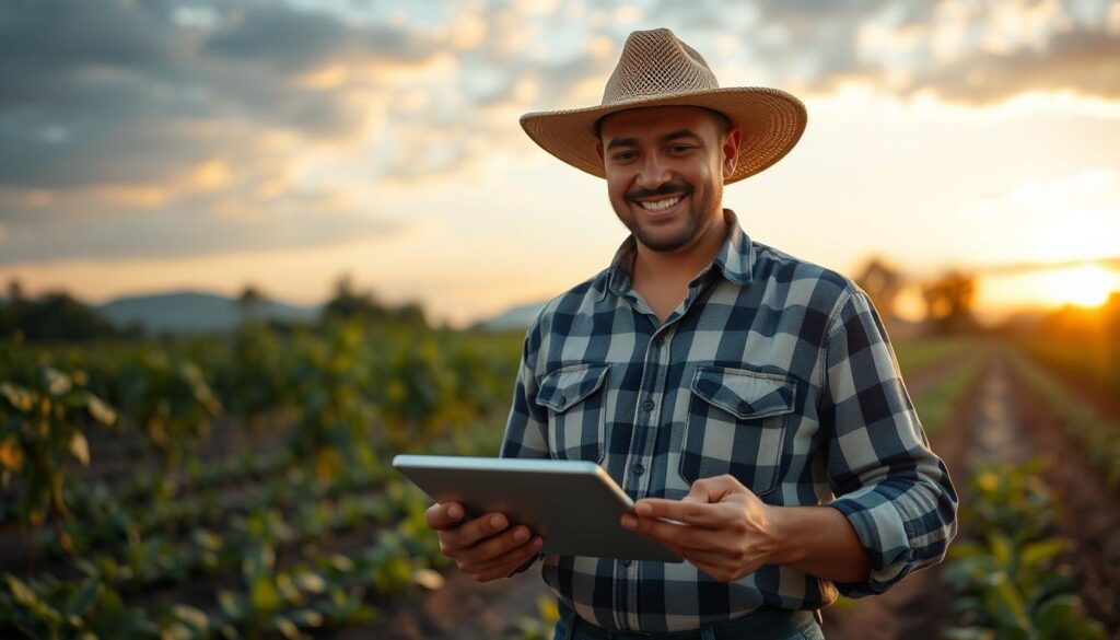Produtor rural satisfeito após implementar app gratuito para controle de estoque e vendas
