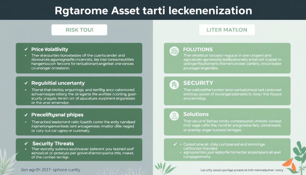 Representação visual dos riscos e soluções na tokenização de ativo agrícola