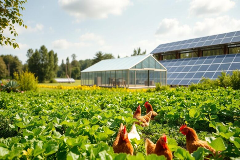 como criar ecossistema produtivo com hortas, galinhas, IoT e energia solar?