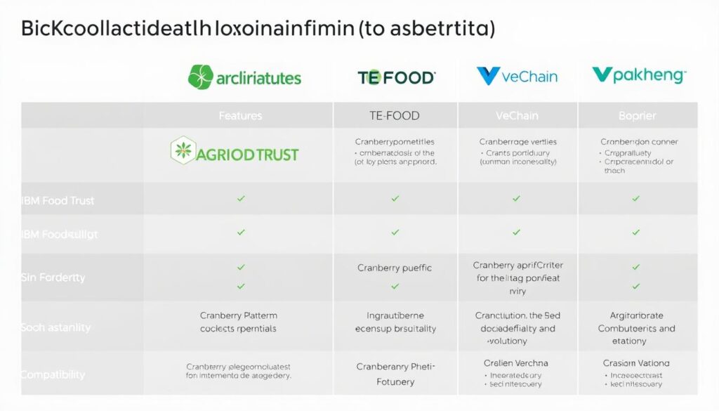 Comparação visual de diferentes plataformas blockchain para agricultura