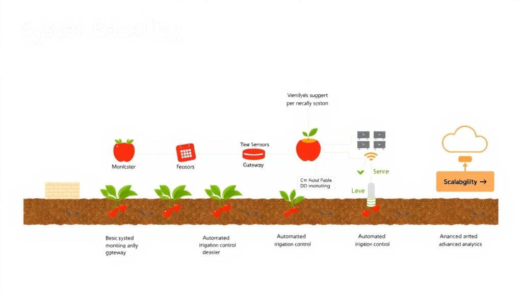 Diagrama de escalabilidade de sistema de IoT para monitorar produção de frutas vermelhas raras