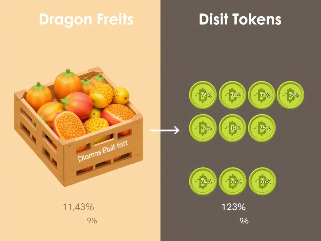 Esquema de divisão da produção de pitaya em tokens digitais