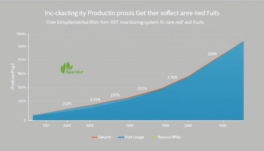 Gráfico mostrando aumento de produtividade após implementação de sistema de IoT para monitorar produção de frutas vermelhas raras