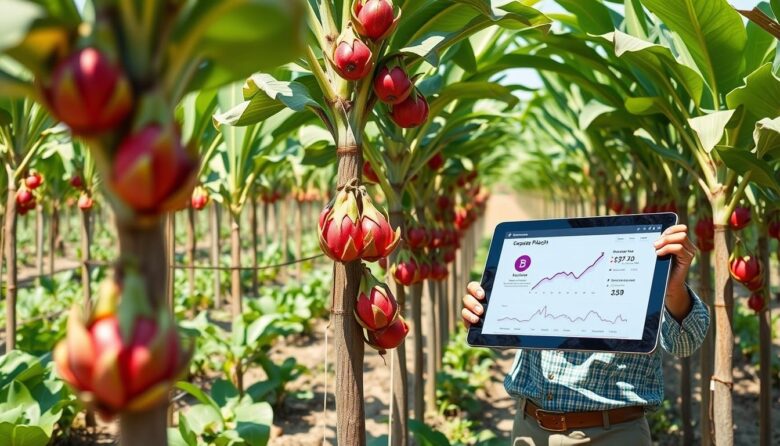 Plantação de pitaya em pequena propriedade familiar com sistema de tokenização implementado