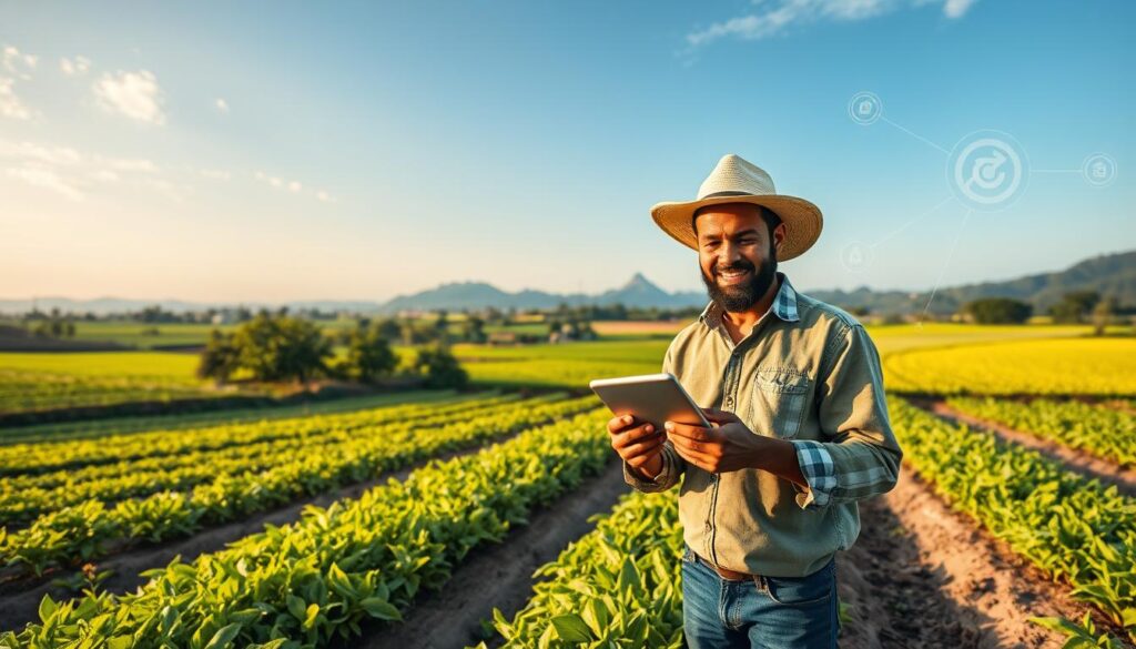 Produtor rural iniciando processo de tokenização agrícola na blockchain XDC