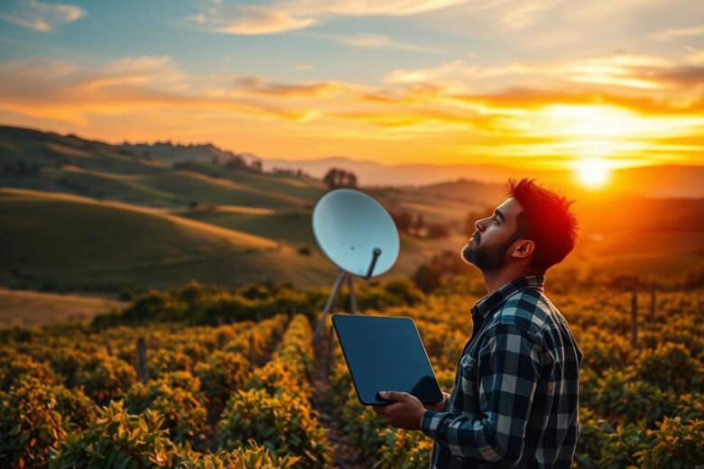 Como a conectividade rural via satélite (tipo Starlink) virou a chave no agro?