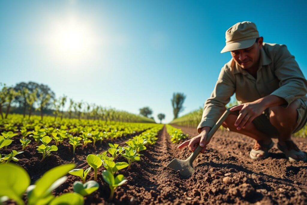 A vibrant agricultural scene showcasing 
