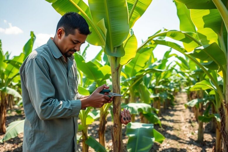 como fazer a poda perfeita da bananeira e aumentar o peso médio do cacho colhido
