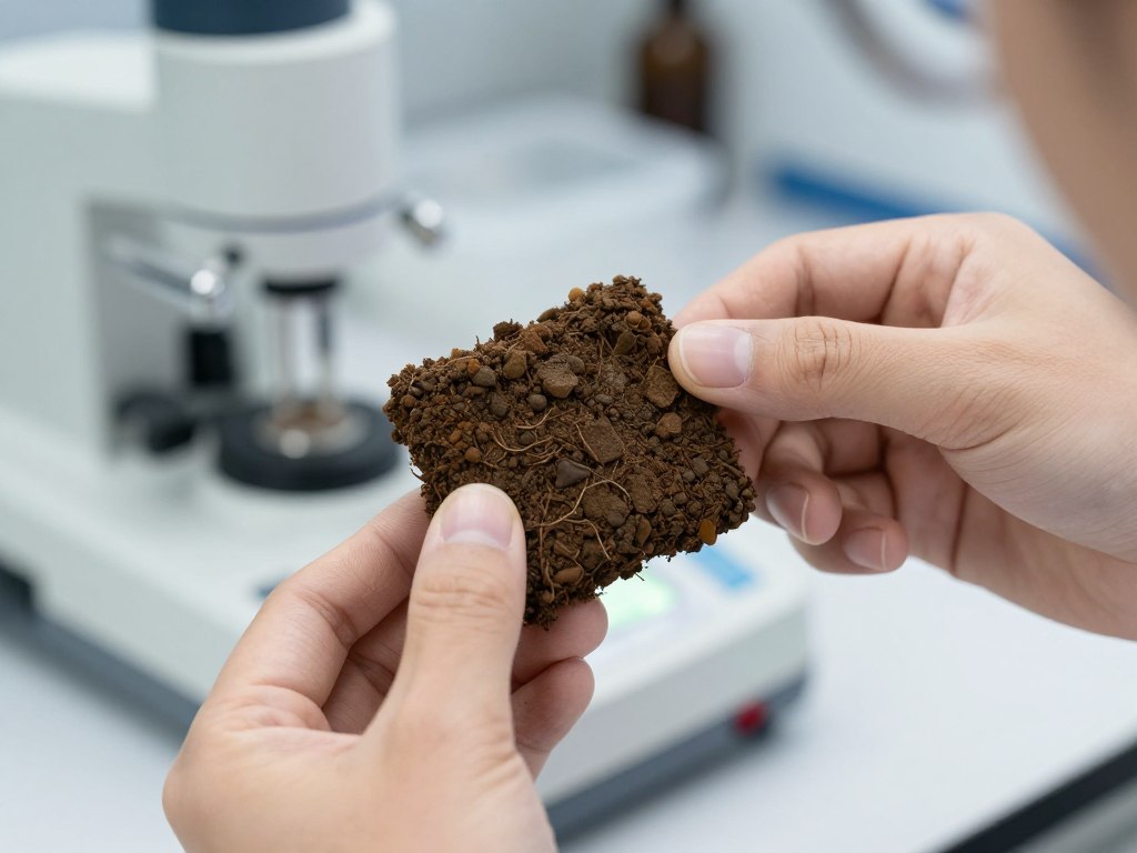 Análise de solo sendo realizada em terra degradada