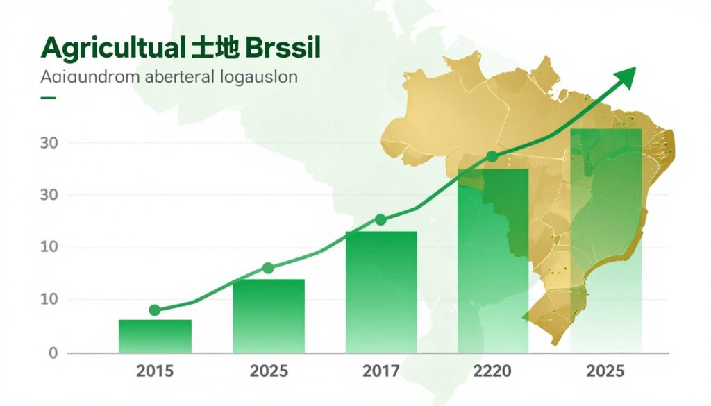 Gráfico mostrando evolução de preços de terras agrícolas no Brasil