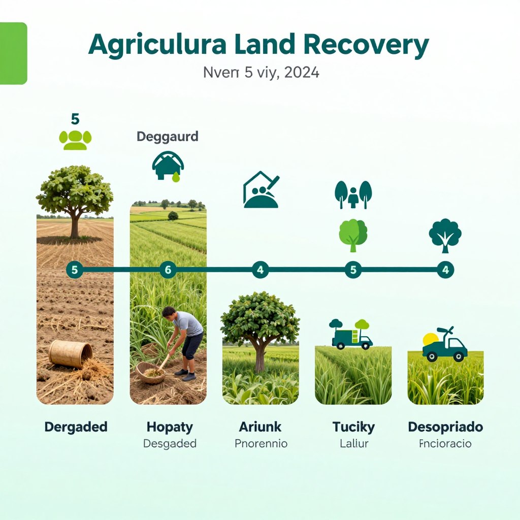 Linha do tempo mostrando etapas de recuperação de terra